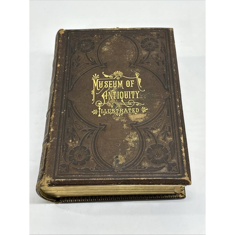 Antique Victorian Ornate Embossed Gilded Gilt Museum of Antiquity 1882 Leather